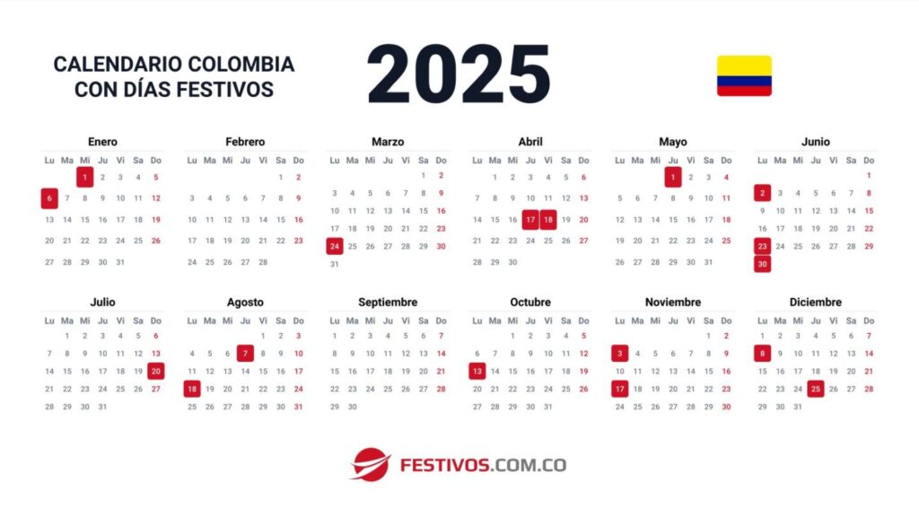 Calendario 2025 / Página Colombia - Festivos.com