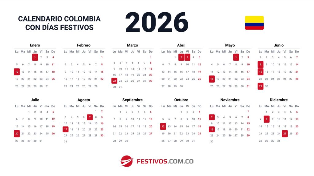 Calendario 2026 / Página Festivos Colombia