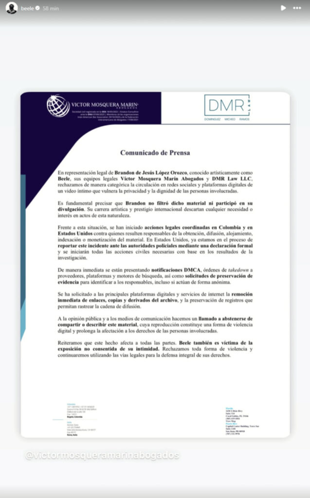 Captura de pantalla de Instagram: Beéle