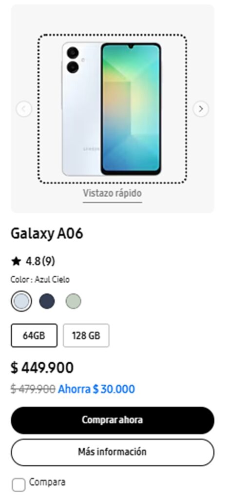 Celular Samsung más económico.