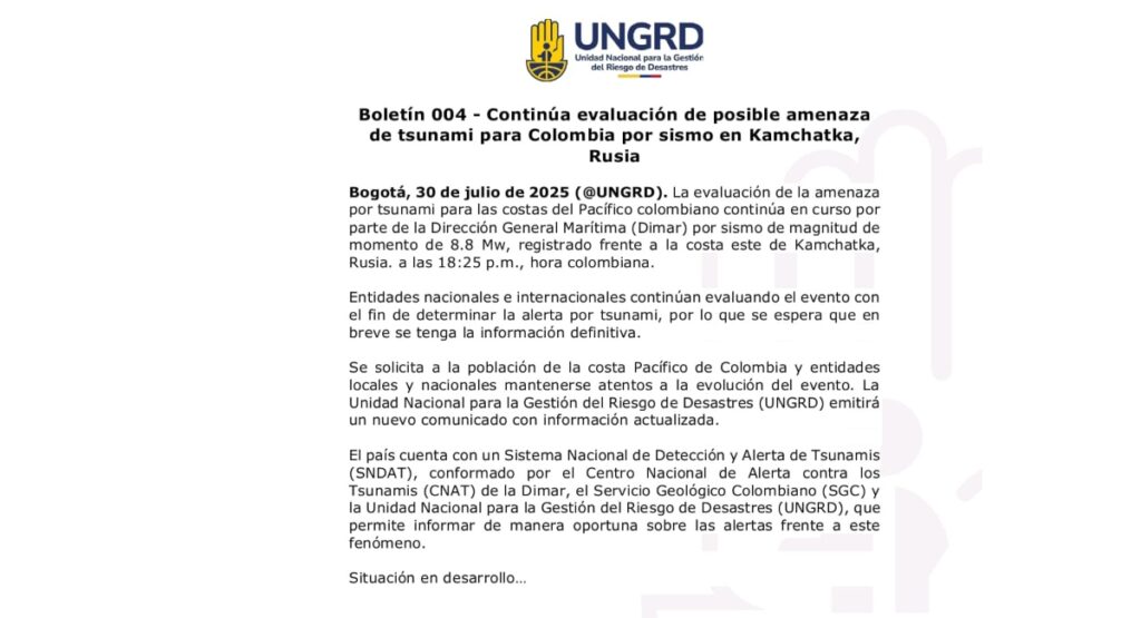 Comunicado de la UNGRD