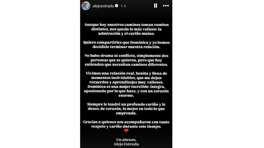 Alejandro Estrada y Dominca Duque terminaron su relación.