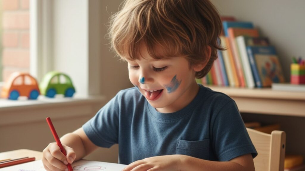 Niño dibujando en casa.
