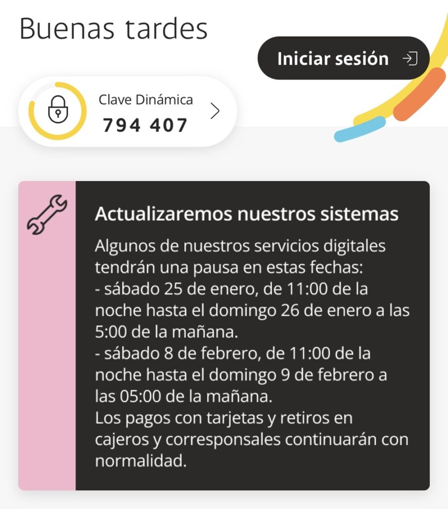 Mensaje de Bancolombia.