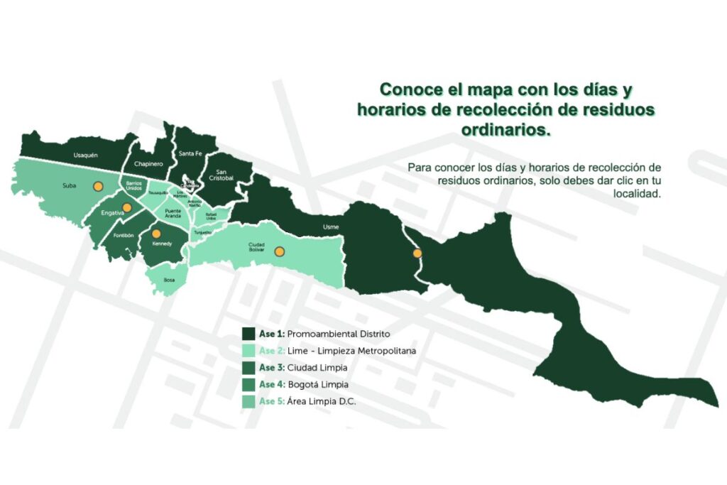 Mapa prestadores basuras Bogotá / UAESP
