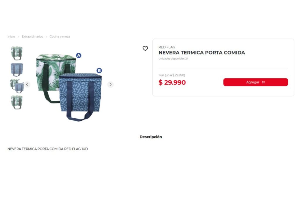 Nevera porta comida de D1 / Captura de pantalla página web de D1