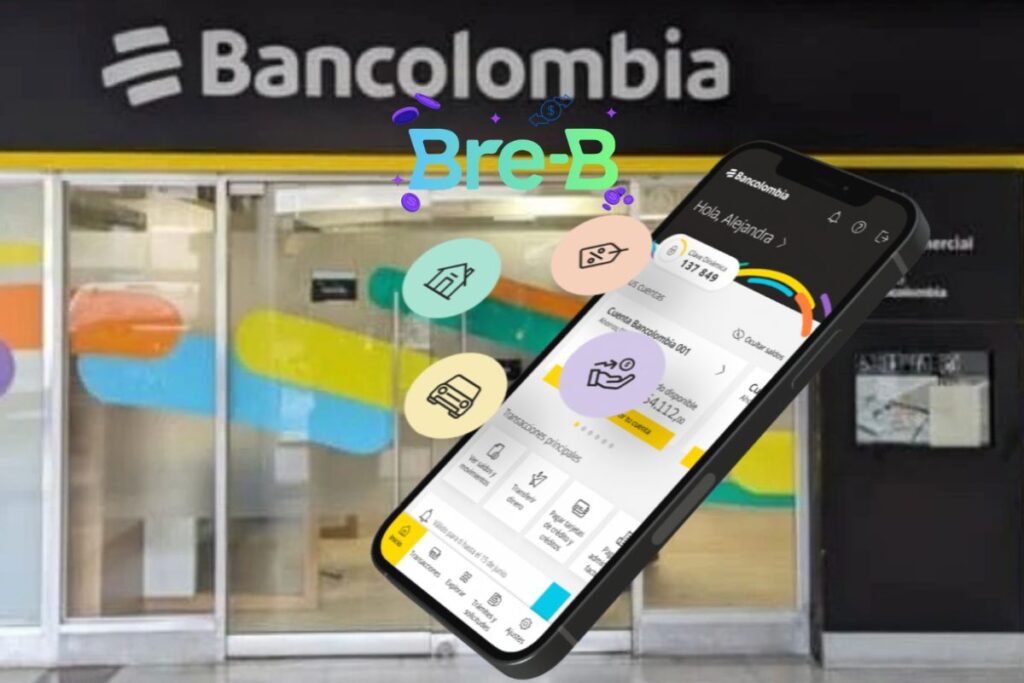 Aplicación de Bancolombia y logo de Bre- B / Bancolombia / Fotocomposición Pulzo