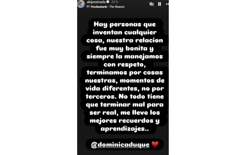 Mensaje de Alejandro Estrada y Dominica Duque.